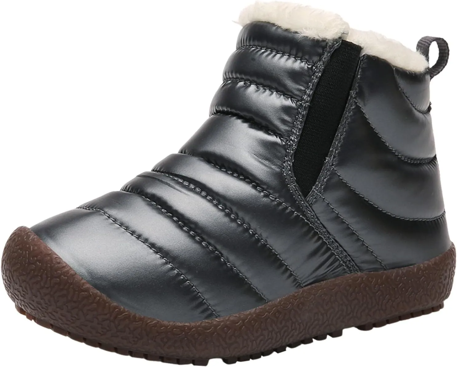 Kids Snow Boots for Boys Girls Cozy Fleece Snow Boots Kids Ankle Booties Non-Slip Zip Snow Boots for Indoor Outdoor