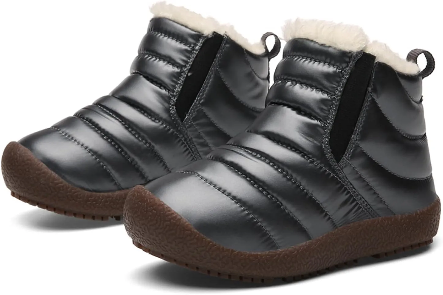 Kids Snow Boots for Boys Girls Cozy Fleece Snow Boots Kids Ankle Booties Non-Slip Zip Snow Boots for Indoor Outdoor