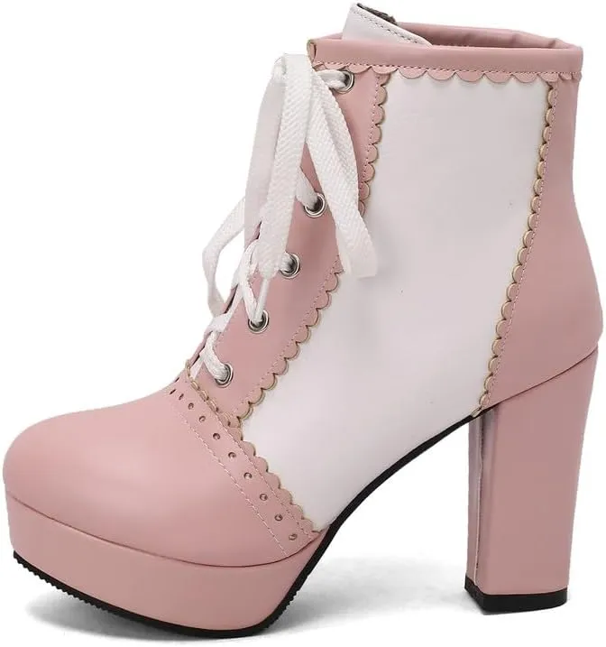 KOKOMOMO Sparkly Platform Ankle Boots Short Sequin Glitter Combat Boots Chunky Heeled Lace Up Booties