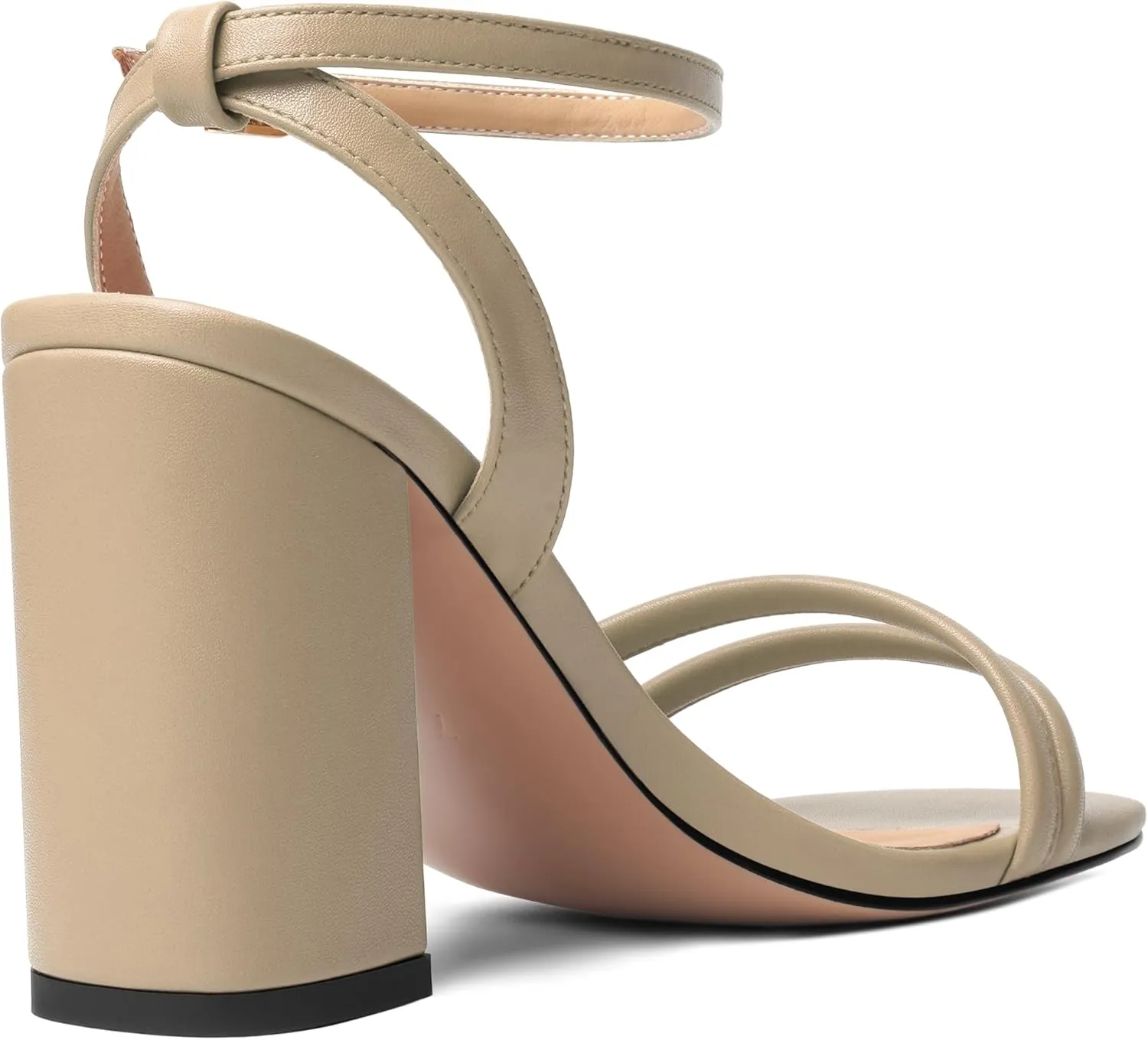 KUOARN Womens Buckle Matte Dress Evening Ankle Strap Square Toe Block High Heel Heeled Sandals 3.3 Inch