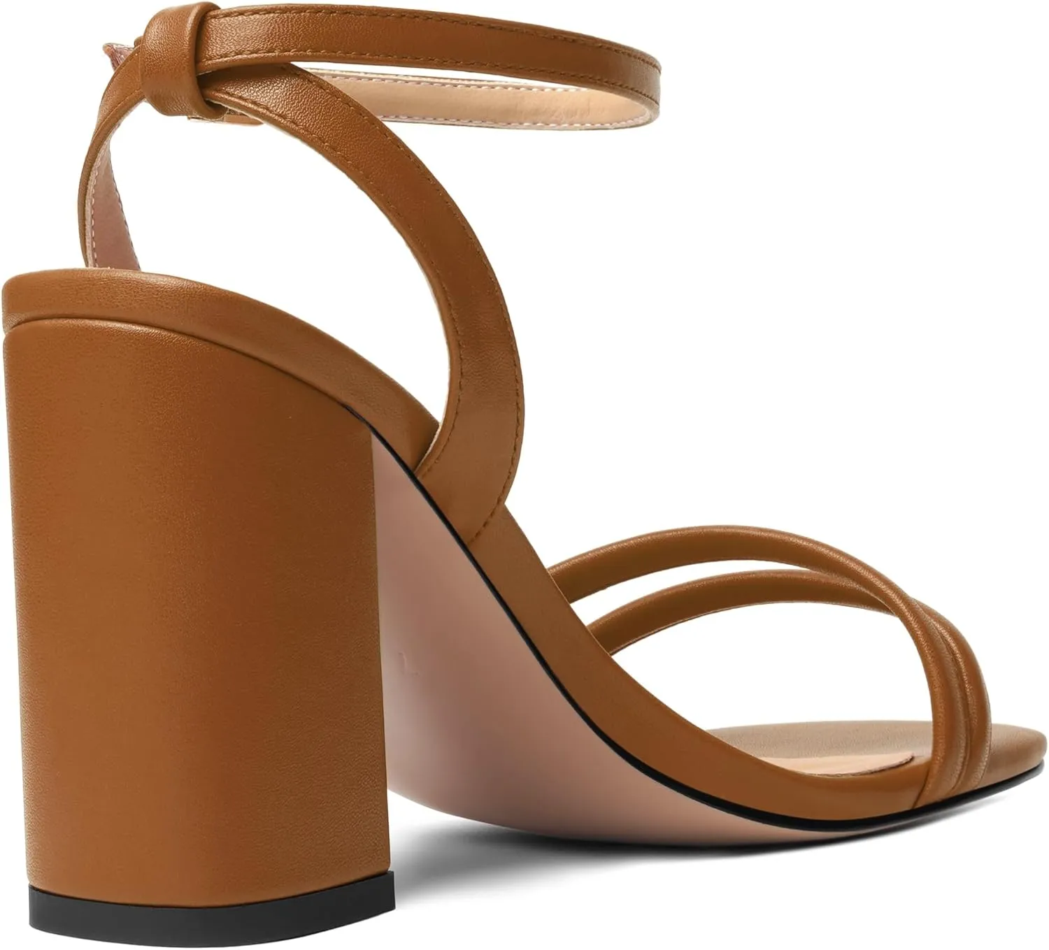 KUOARN Womens Buckle Matte Dress Evening Ankle Strap Square Toe Block High Heel Heeled Sandals 3.3 Inch