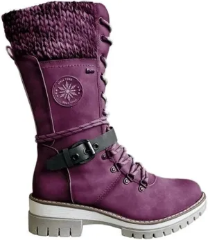 Ladmiple Ankle Boots Women Comfort Mid Calf Combat Riding Fashion Winter Booties Side Zipper Low Heel Motorcycle Military Biker Boots