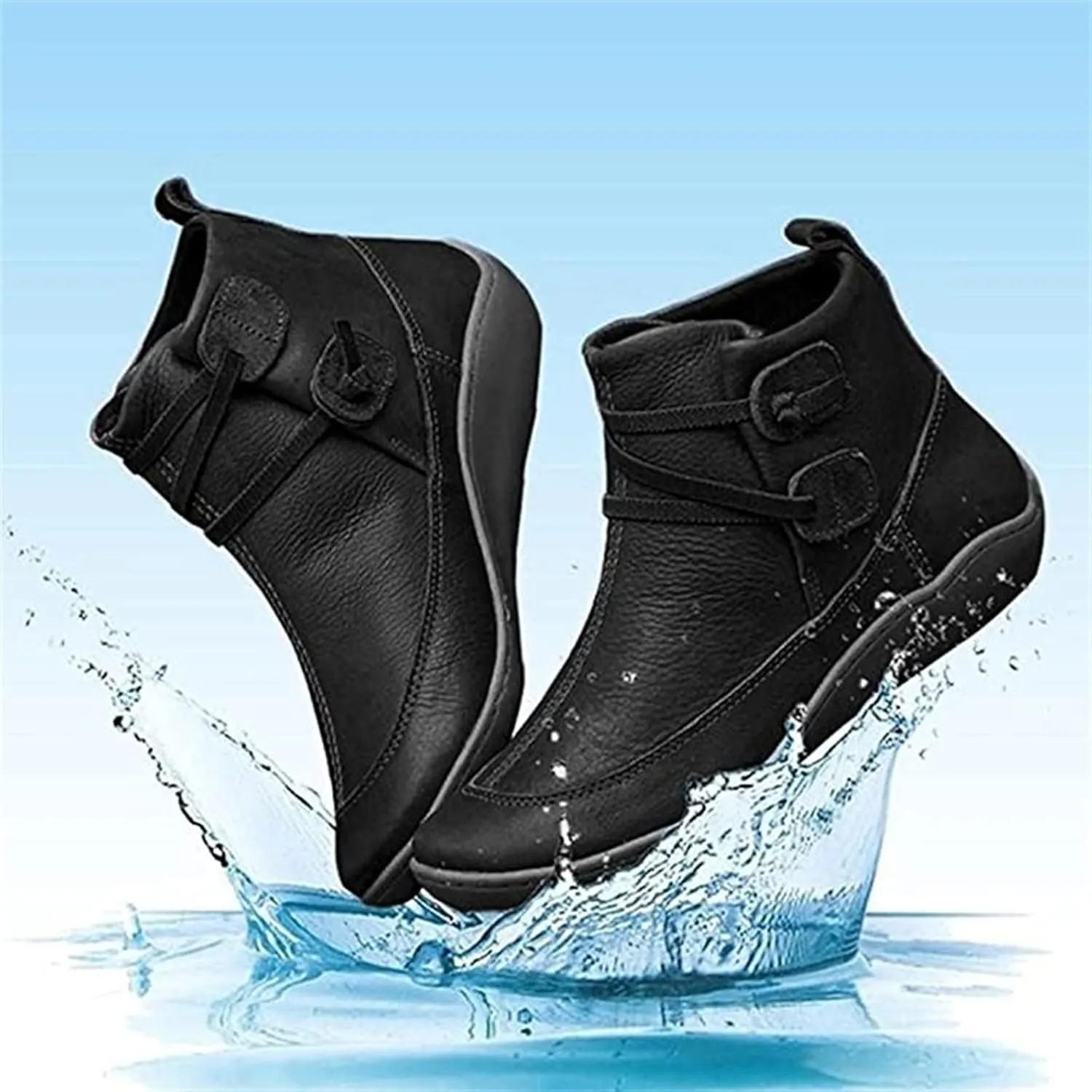Ladmiple Boots For Women Ankle Booties Western Cowboy Cowgirl Round Toe Short Booties Classic High Top Combat Walking Shoes