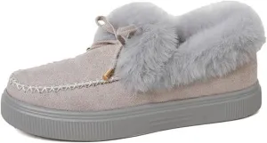 Ladmiple Boots For Women Ankle Booties Winter Snow Warm Booties Fur Lined Anti-Slip Outdoor Slip On Comfortable Shoes