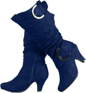 Ladmiple Fall Boots Women Knee High Wide Calf Vintage Victorian Boots 70s Lace up Mid Heel Cone Heel Western Boots 2024