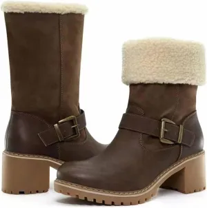 Ladmiple Snow Boots For Women Cute Tall Mid Calf Slip On Winter Boots Warm Ankle Booties Fashion Fur Lined Walking Shoes