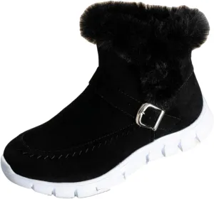 Ladmiple Snow Boots For Women Cute Wide Calf Warm Ankle Booties Comfortable Slip On Outdoor Fur Lined Walking Winter Shoes