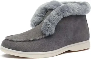 Ladmiple Winter Boots For Women With Fur Lined Warm Snow Boots Outdoor Fashion Comfortable Slip On Short Ankle Booties