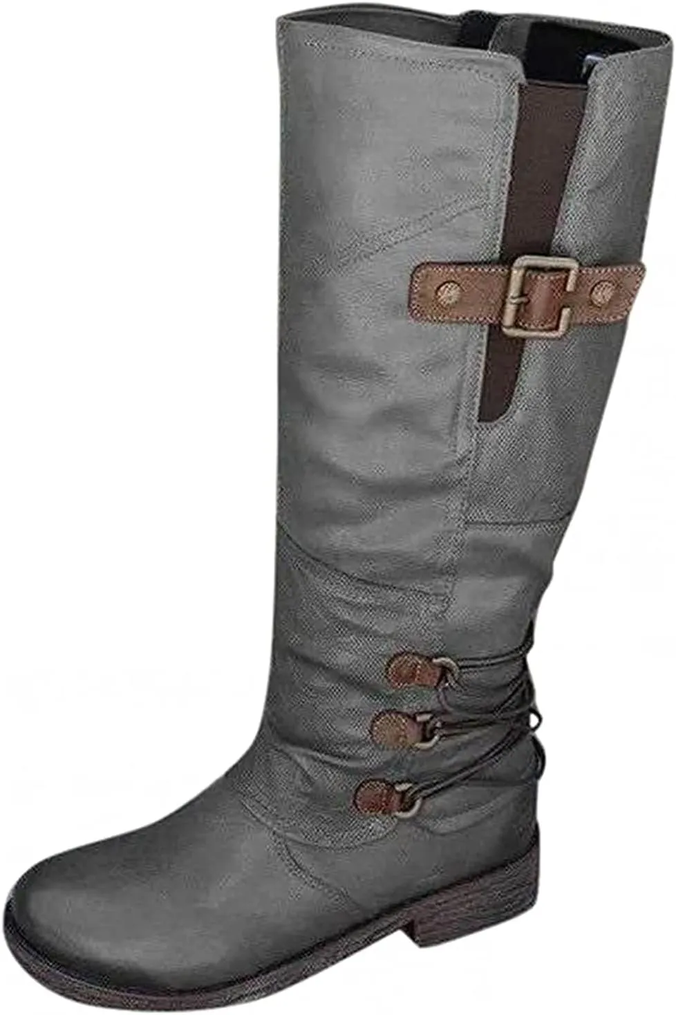 Lausiuoe Cowboy Boots For Women Wide Calf Wide Foot Knee High Western Cowgirl Style Embroidered Chunky Heel Fashion Boot