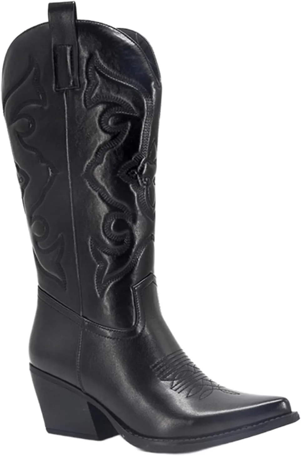 Lausiuoe Cowgirl Boots Women Wide Calf Wide Foot Western Cowboy Pointed Toe Knee High Pull On Boots Embroidered Fashion Boot