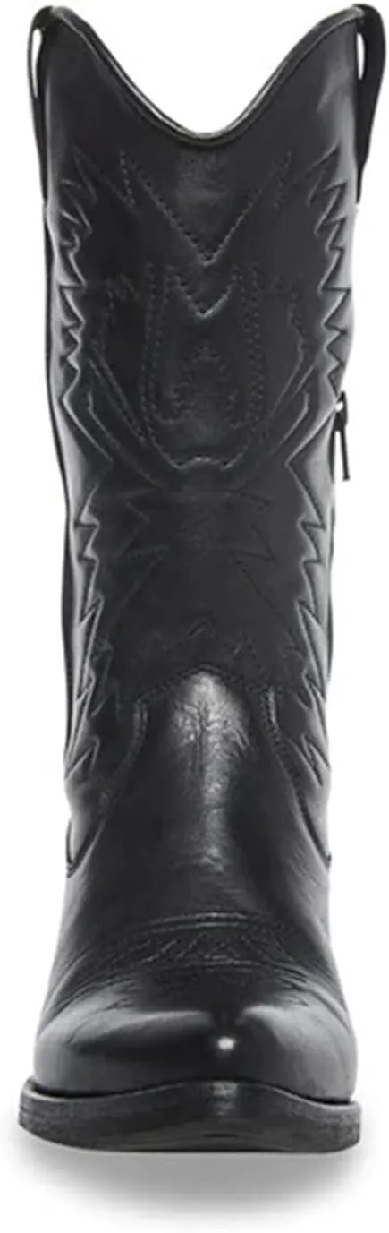 Lausiuoe Cowgirl Boots Women Wide Calf Wide Foot Western Cowboy Pointed Toe Knee High Pull On Boots Embroidered Fashion Boot
