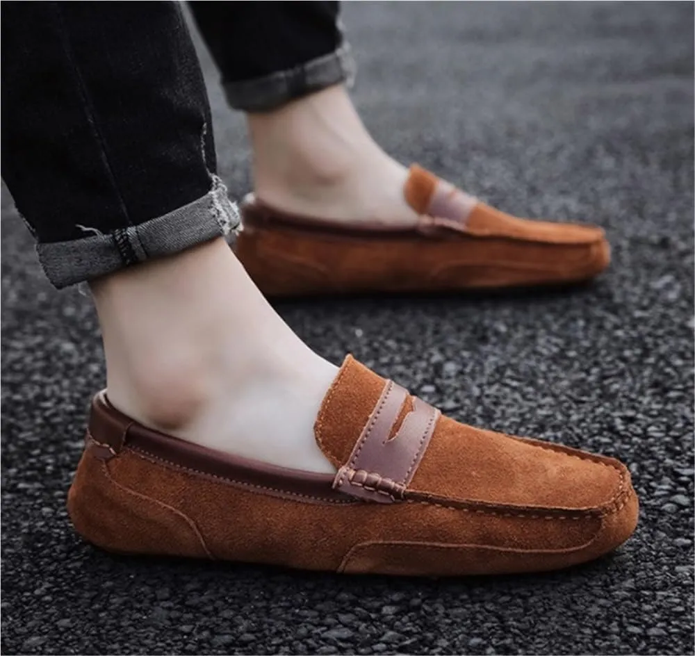 Loafers for Men Suede Leather Loafers Casual Driving Moccasins Slip-On Boat Shoes