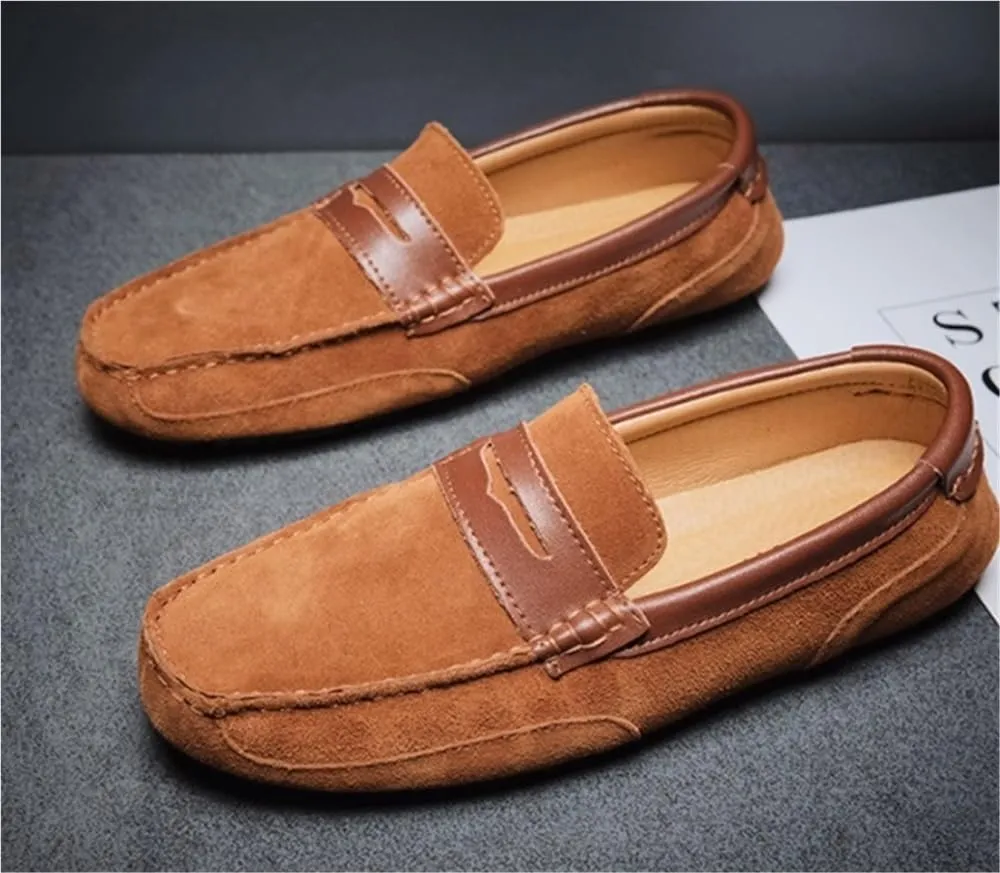 Loafers for Men Suede Leather Loafers Casual Driving Moccasins Slip-On Boat Shoes