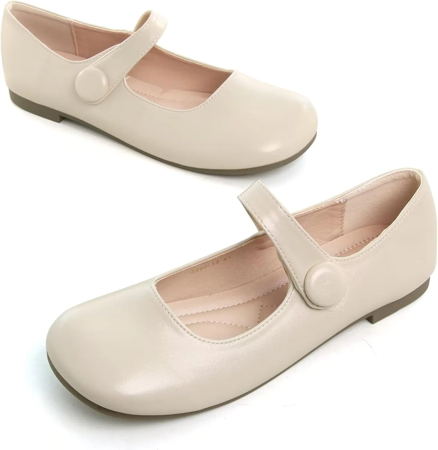 LUXINYU Mary Jane Flats for Women Dressy Retro Square Toe Ankle Strap Ballet Flats Comfortable Patent Leather Shoes