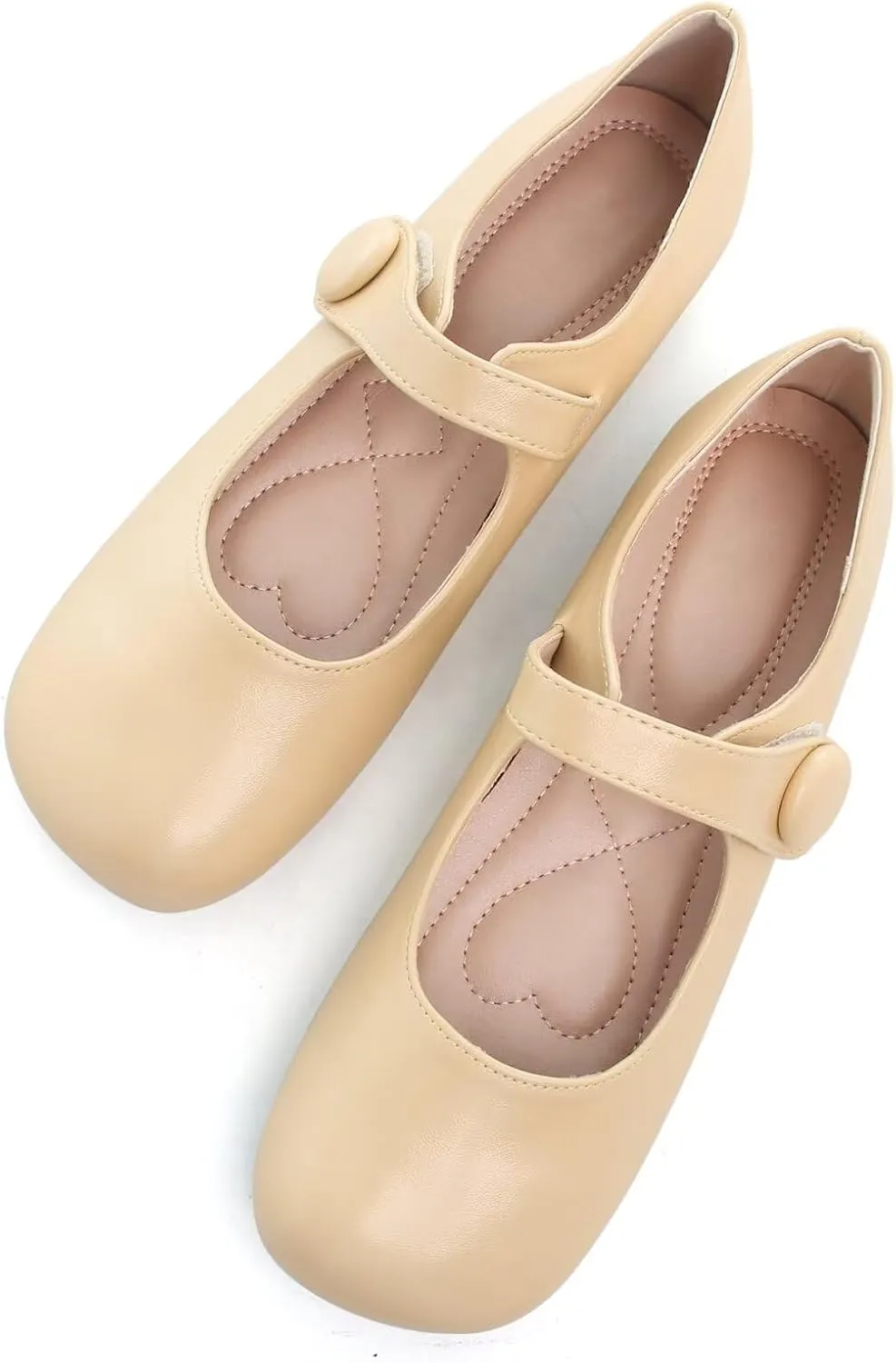 LUXINYU Mary Jane Flats for Women Dressy Retro Square Toe Ankle Strap Ballet Flats Comfortable Patent Leather Shoes