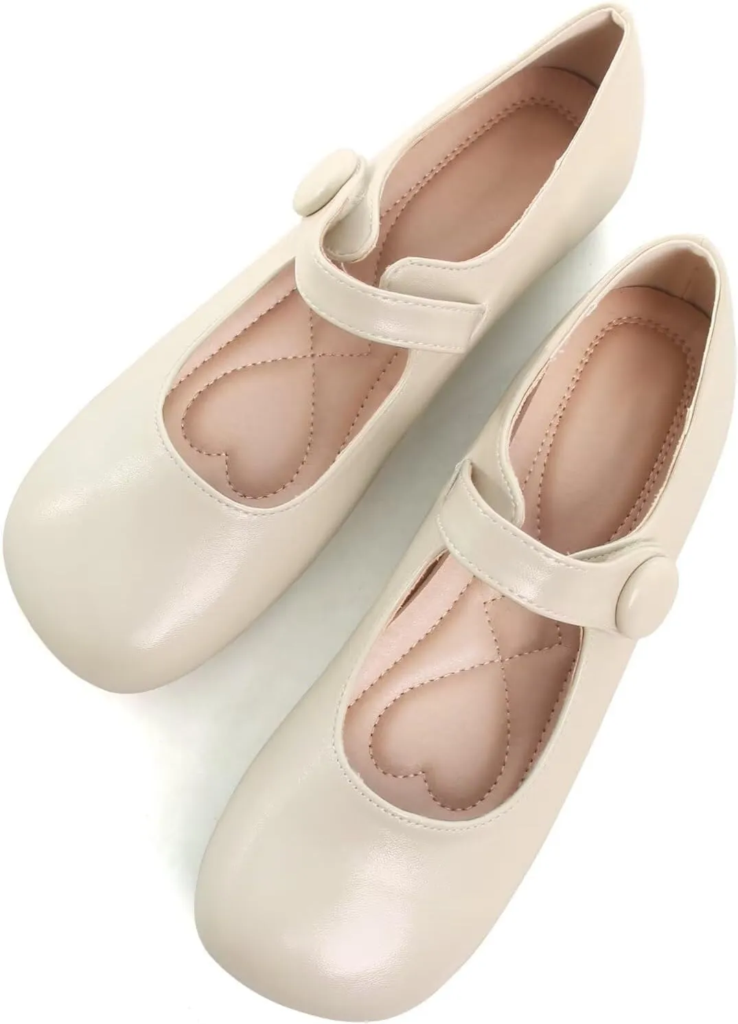 LUXINYU Mary Jane Flats for Women Dressy Retro Square Toe Ankle Strap Ballet Flats Comfortable Patent Leather Shoes