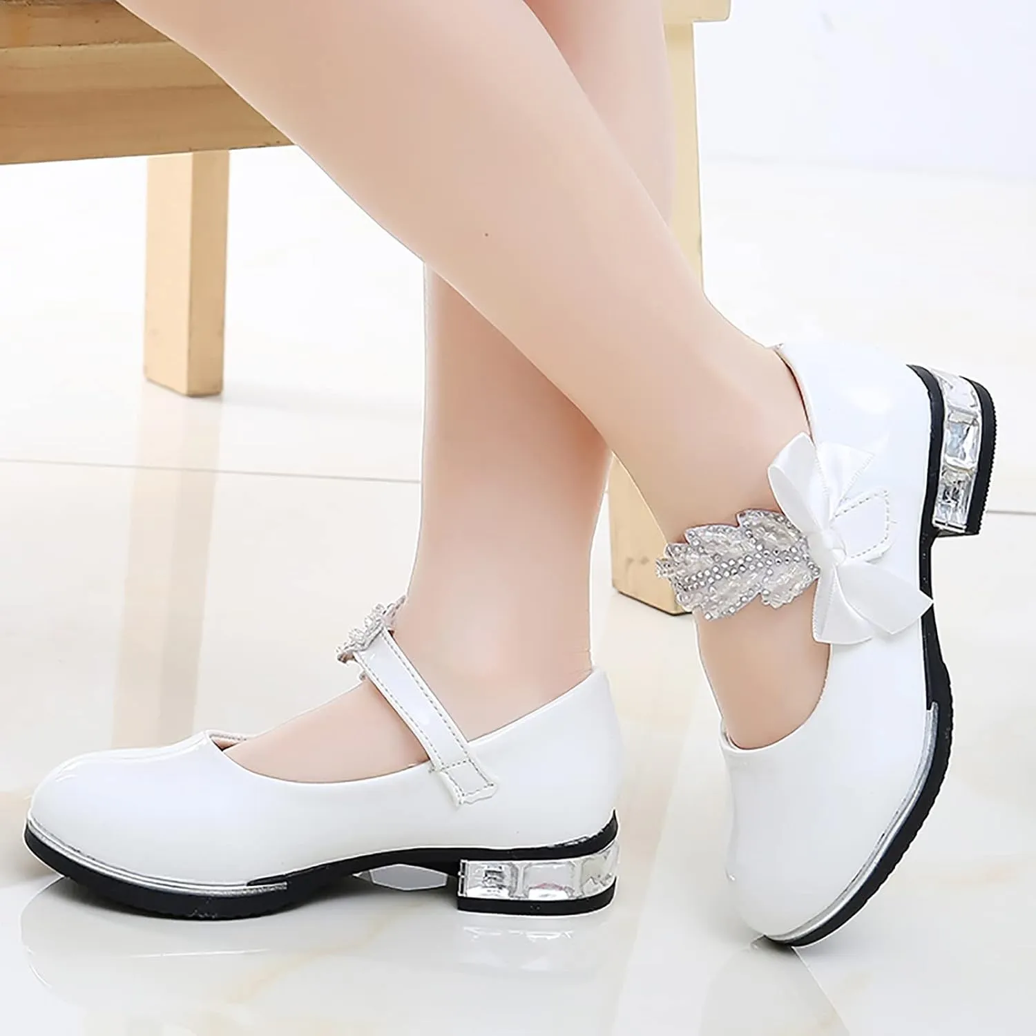 Mary Jane Shoes Dress for Girls Shoes Flower Girl School Shoes Pump Patent Leather Shoes Low Heel Flats for Wedding