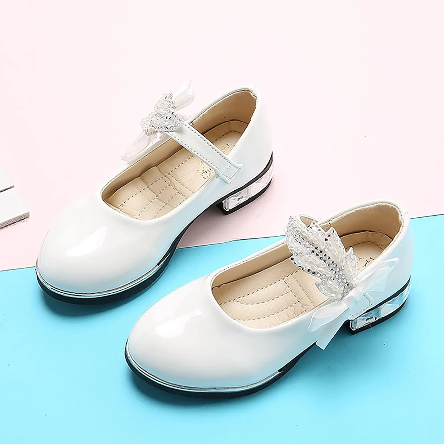 Mary Jane Shoes Dress for Girls Shoes Flower Girl School Shoes Pump Patent Leather Shoes Low Heel Flats for Wedding