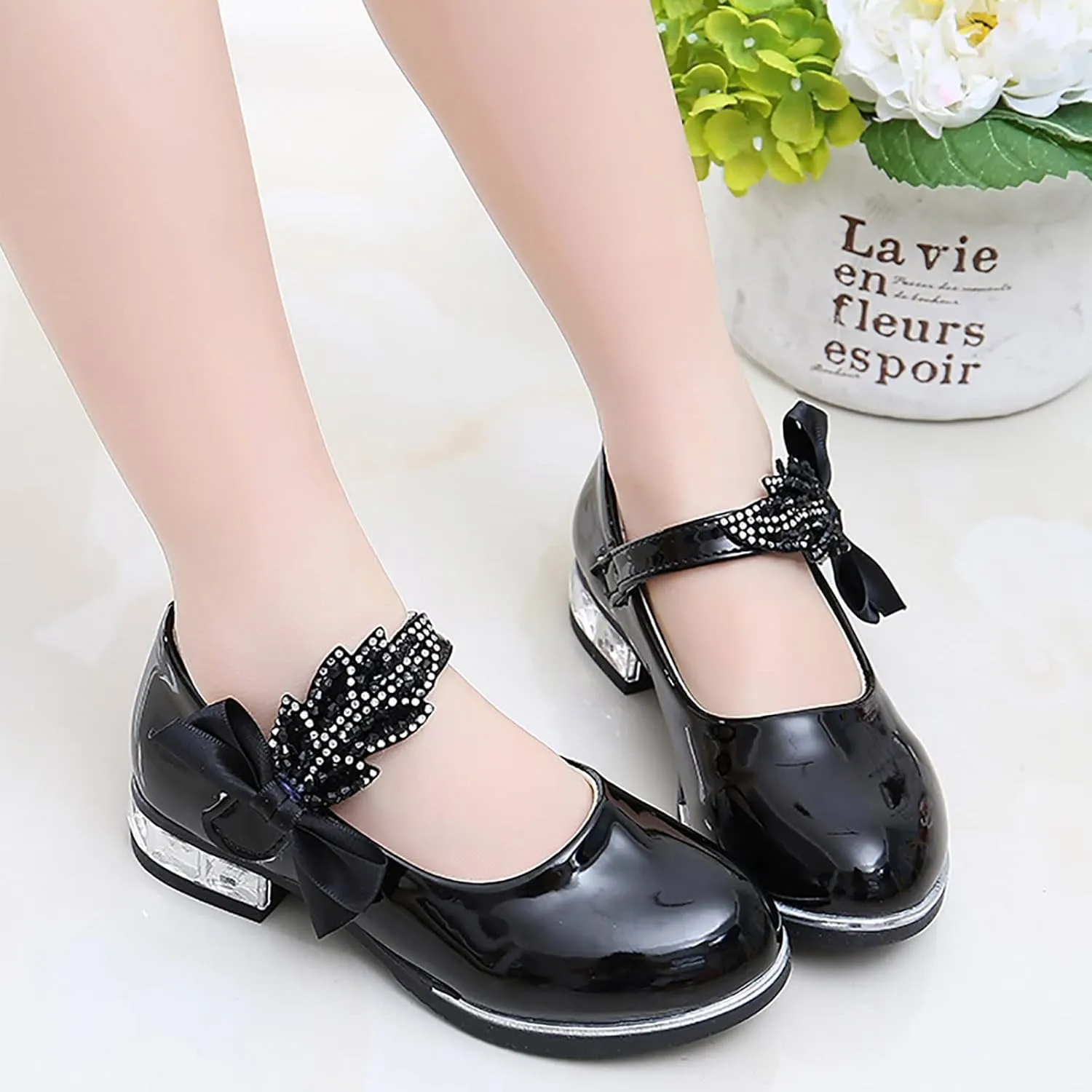 Mary Jane Shoes Dress for Girls Shoes Flower Girl School Shoes Pump Patent Leather Shoes Low Heel Flats for Wedding