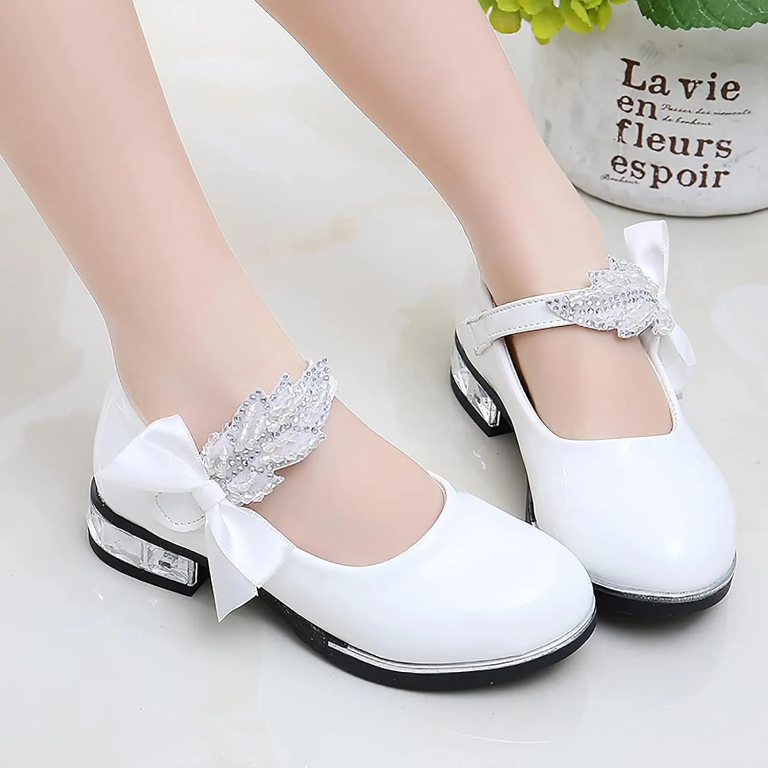 Mary Jane Shoes Dress for Girls Shoes Flower Girl School Shoes Pump Patent Leather Shoes Low Heel Flats for Wedding