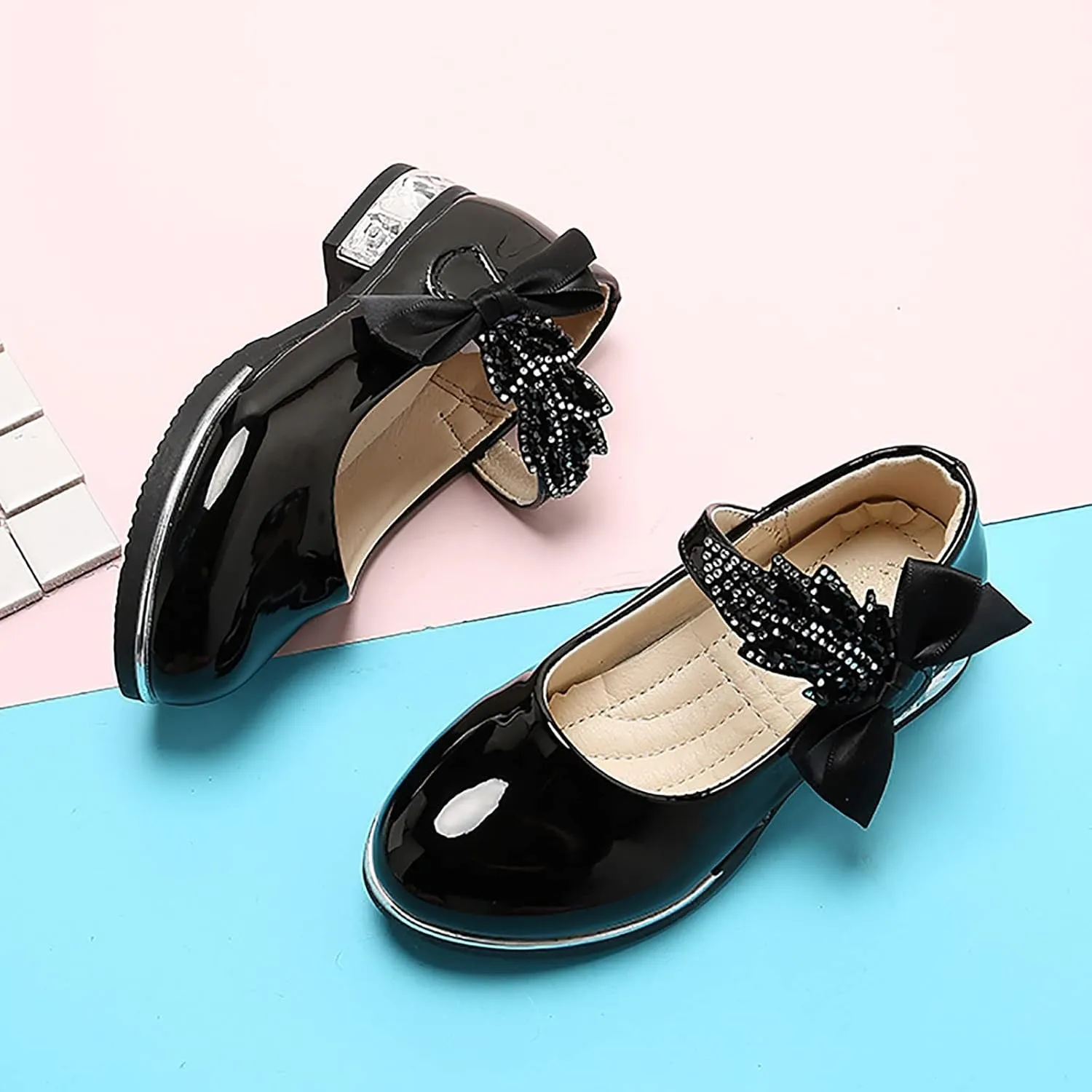 Mary Jane Shoes Dress for Girls Shoes Flower Girl School Shoes Pump Patent Leather Shoes Low Heel Flats for Wedding