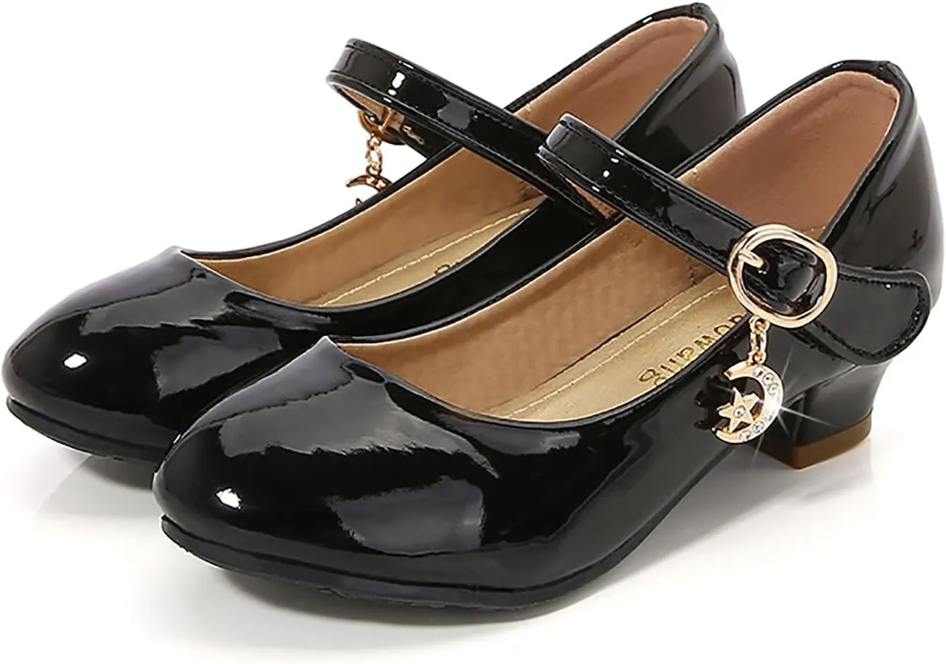 Mary Jane Shoes for Girls Low Heel Dress Shoes Flower Kids School Shoes Patent Leather Shoes for Wedding Party