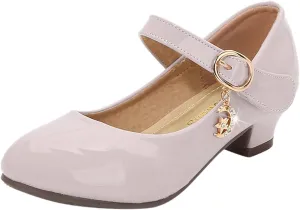 Mary Jane Shoes for Girls Low Heel Dress Shoes Flower Kids School Shoes Patent Leather Shoes for Wedding Party