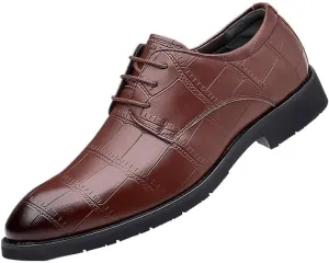 Men Leather Casual Breathable Oxford Shoe Classic Lace-up Formal Tuxedo Shoes Mens Wedding Dress Shoes Heel Business Social Shoe Male Dress Shoes