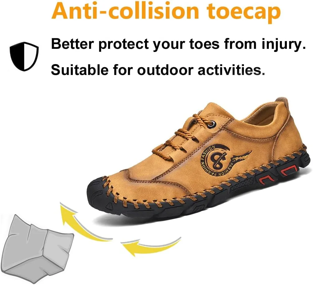 Men Vintage Leather Loafers Summer Casual Walking Shoes Driving Boat Moccasins
