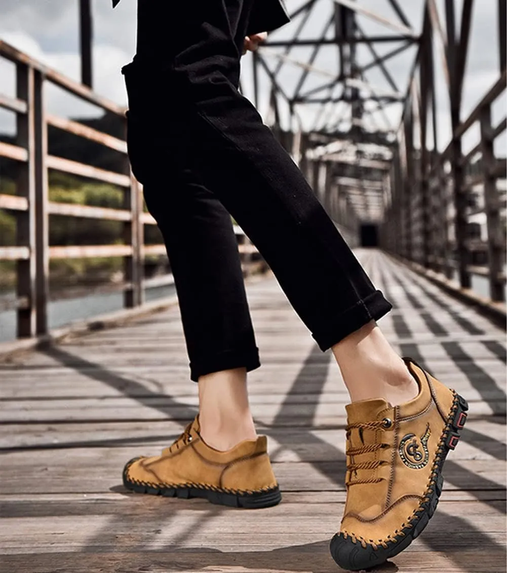 Men Vintage Leather Loafers Summer Casual Walking Shoes Driving Boat Moccasins