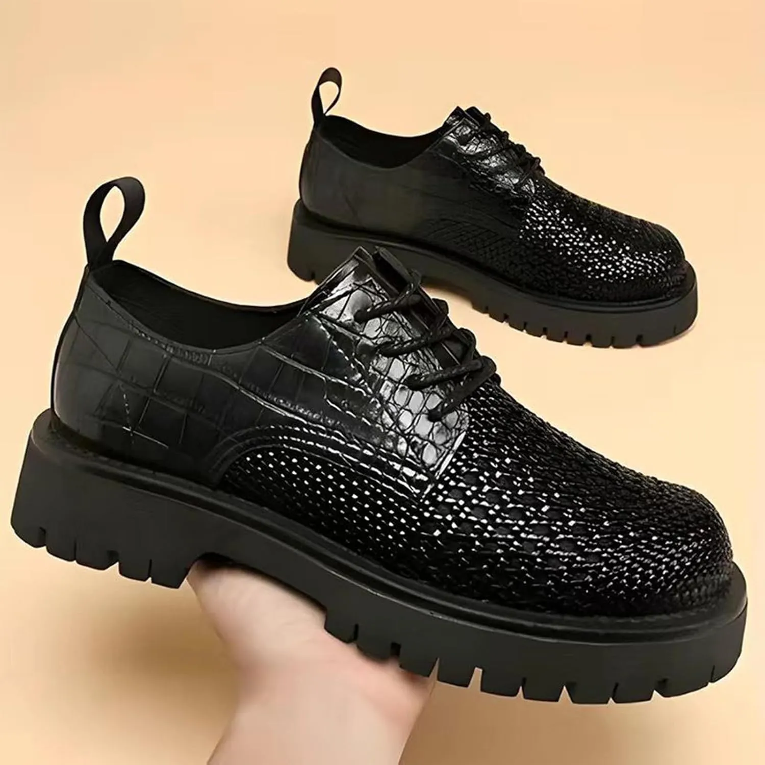 Men's Breathable Leather Oxfords Shoes Business Casual Formal Shoes Office Work Low Top Dress Shoes Sport Outdoor Footwear