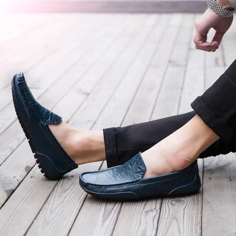 Men's Casual Leather Loafers Slip On Flat Shoes Driving Moccasins Penny Shoes