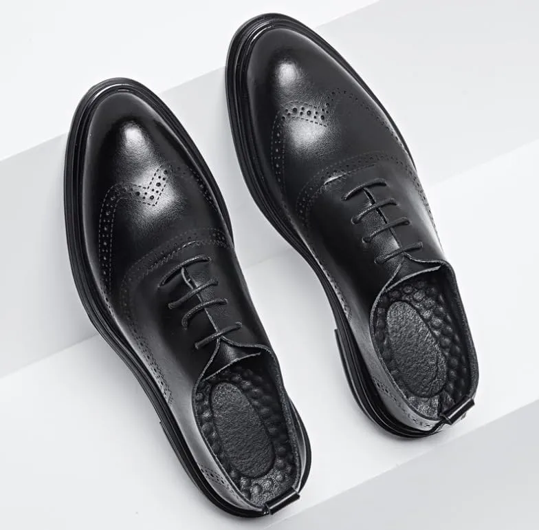 Men's Dress Shoes Classic Formal Mens Oxford Lace-up Faux Patent Business Wedding Leather Shoe for Men