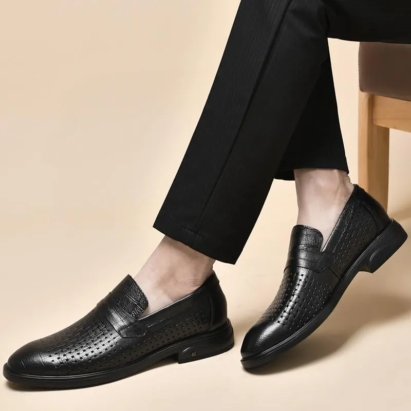 Men's Dress Shoes Summer Fashion Leather Derby Shoes Formal Business Casual Comfort Shoes for Men(Black,10)