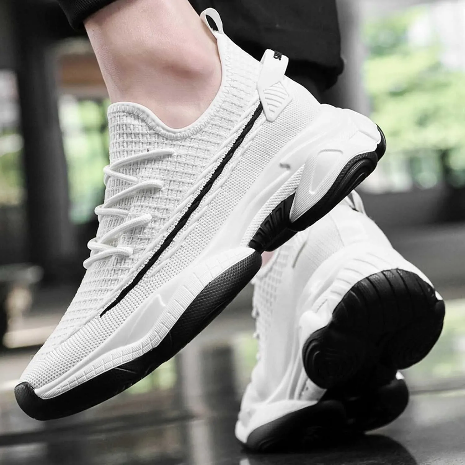 Men's Fashion Solid Color Mesh Fabric Inside Heightening Sports Shoes Casual Breathable Running Shoes Mens Lite Adapt Sneaker -