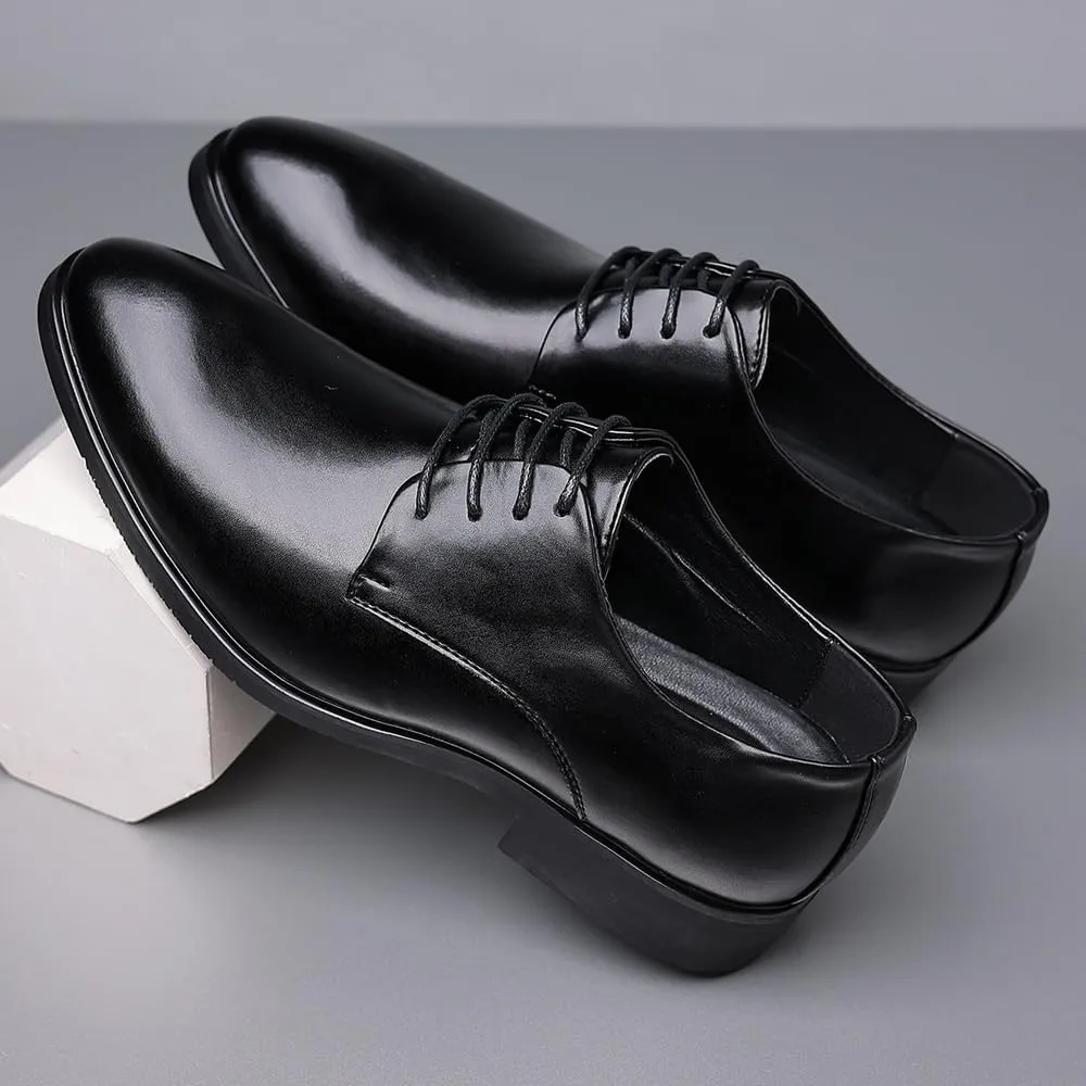Men's Genuine Leather Lace-Up Vintage Oxfords Lightweight All-Day Comfort Non-Slip Soft Sole Penny