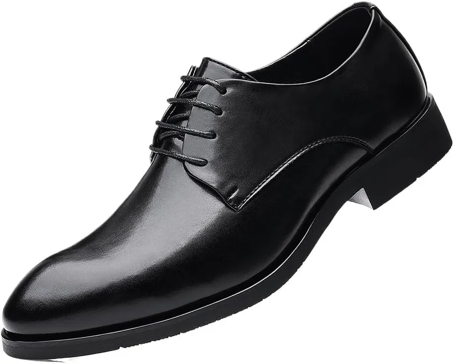 Men's Genuine Leather Lace-Up Vintage Oxfords Lightweight All-Day Comfort Non-Slip Soft Sole Penny