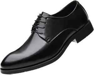 Men's Genuine Leather Lace-Up Vintage Oxfords Lightweight All-Day Comfort Non-Slip Soft Sole Penny