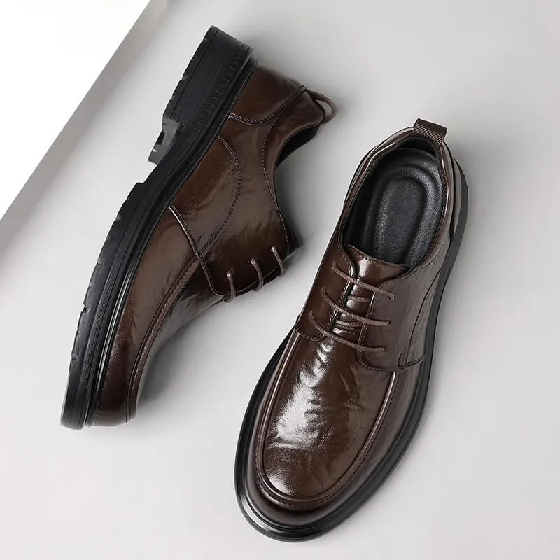 Men’s Lace-Up Oxfords Non-Slip Genuine Leather Dress Shoes Mens Business Casual Derby Shoes for Men