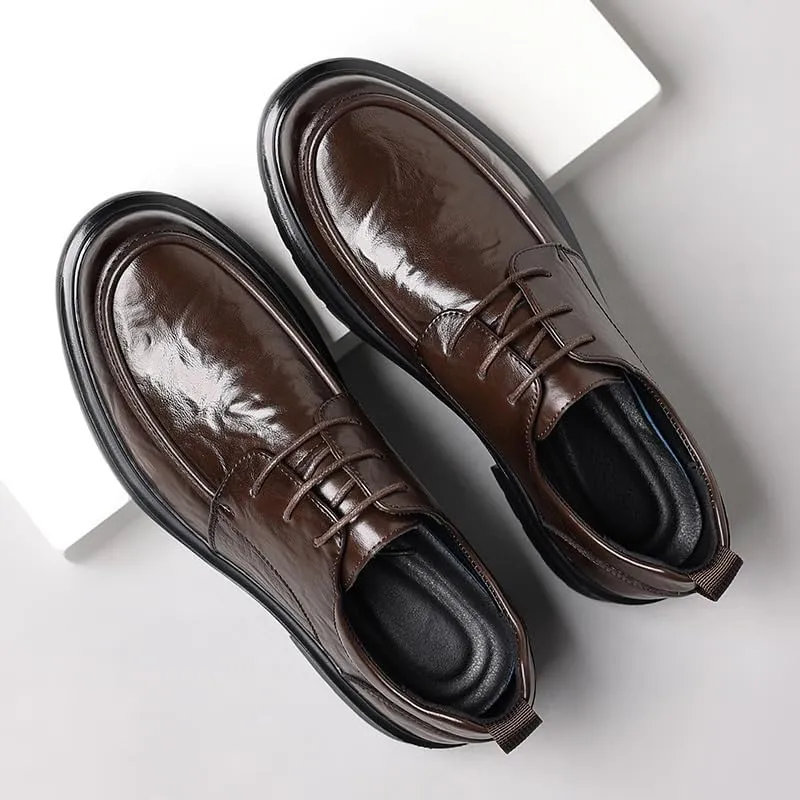 Men’s Lace-Up Oxfords Non-Slip Genuine Leather Dress Shoes Mens Business Casual Derby Shoes for Men