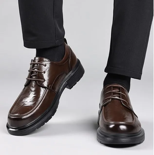 Men’s Lace-Up Oxfords Non-Slip Genuine Leather Dress Shoes Mens Business Casual Derby Shoes for Men