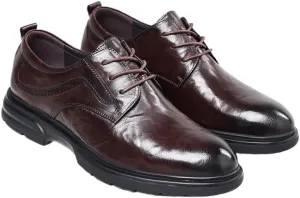 Men's Leather Platform Lace Up Dress Oxford Shoes Formal Business Office Derby Shoes
