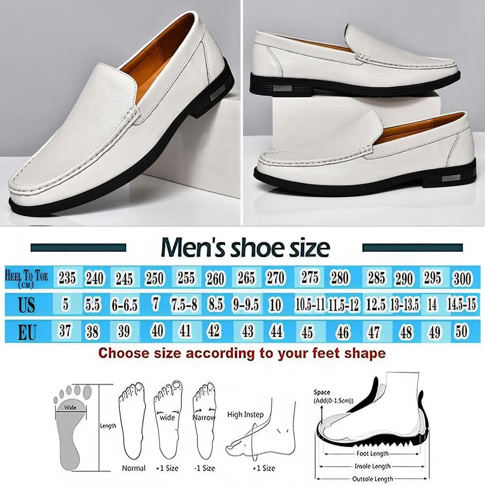 Men's Loafers Slip-On Dress Shoes – Men's Genuine Leather Business Casual Shoes,Hollow and Breathable Comfortable,Suitable for Work,Office Or Daily Wear