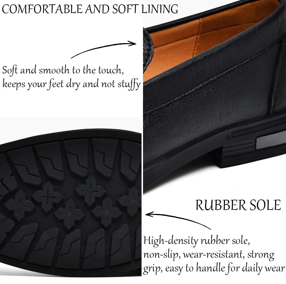 Men's Loafers Slip-On Dress Shoes – Men's Genuine Leather Business Casual Shoes,Hollow and Breathable Comfortable,Suitable for Work,Office Or Daily Wear