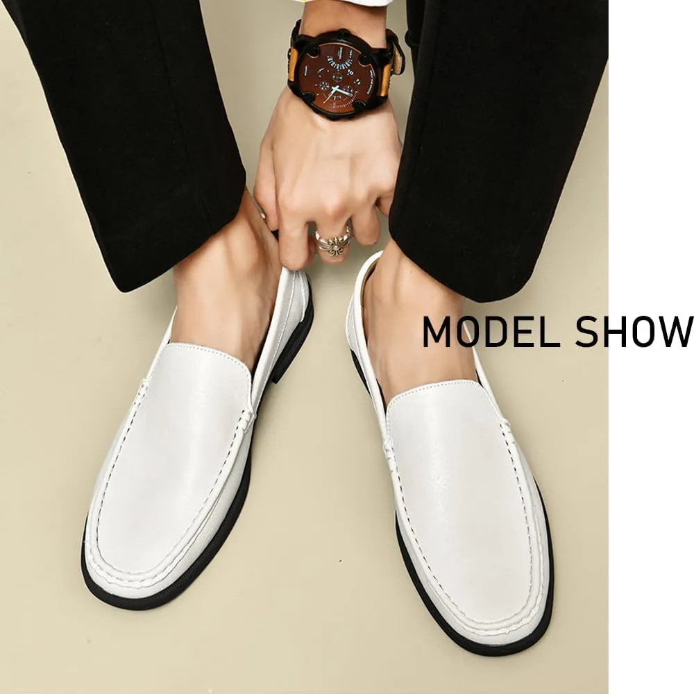 Men's Loafers Slip-On Dress Shoes – Men's Genuine Leather Business Casual Shoes,Hollow and Breathable Comfortable,Suitable for Work,Office Or Daily Wear