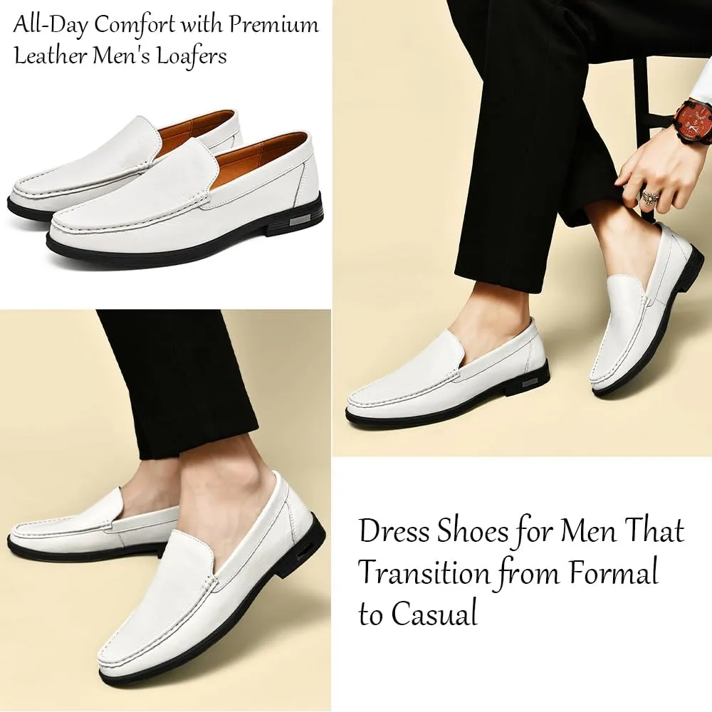 Men's Loafers Slip-On Dress Shoes – Men's Genuine Leather Business Casual Shoes,Hollow and Breathable Comfortable,Suitable for Work,Office Or Daily Wear