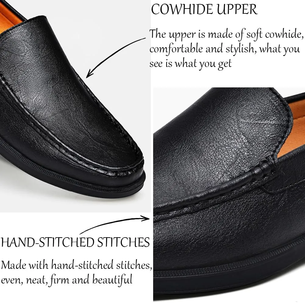 Men's Loafers Slip-On Dress Shoes – Men's Genuine Leather Business Casual Shoes,Hollow and Breathable Comfortable,Suitable for Work,Office Or Daily Wear