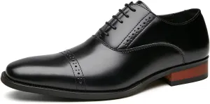 Men's Oxfords Fashion Formal Dress Leather Wedding Dress Cap Toe Tuxedo Casual Shoes for Men