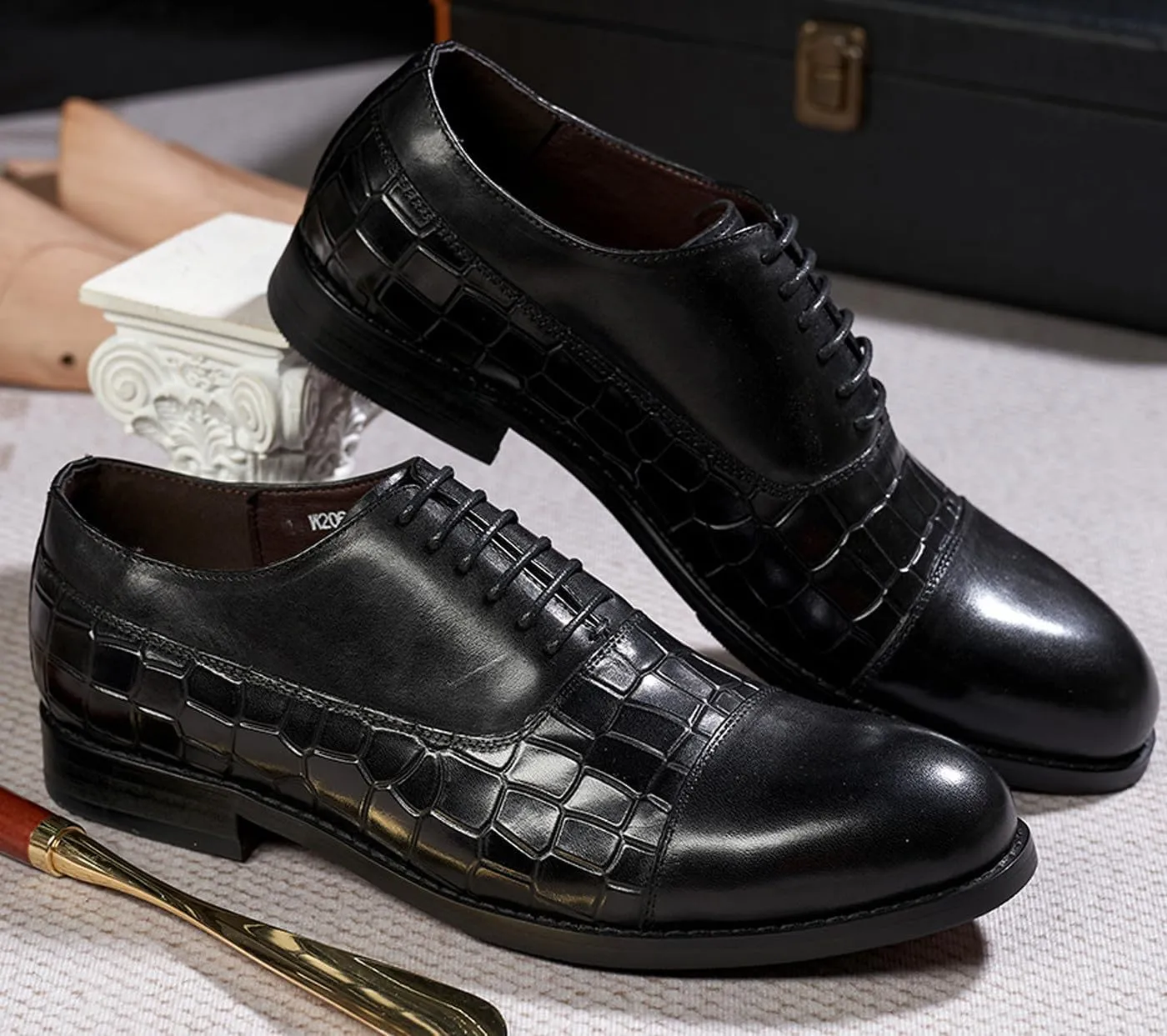 Mens Oxfords Formal Dress Suit Shoes Genunie Leather Cap Toe Modern Shoes Men's Fashion Prom Wedding Business Casual Luxury Derby Comfortable Tuxedo Shoes for Men