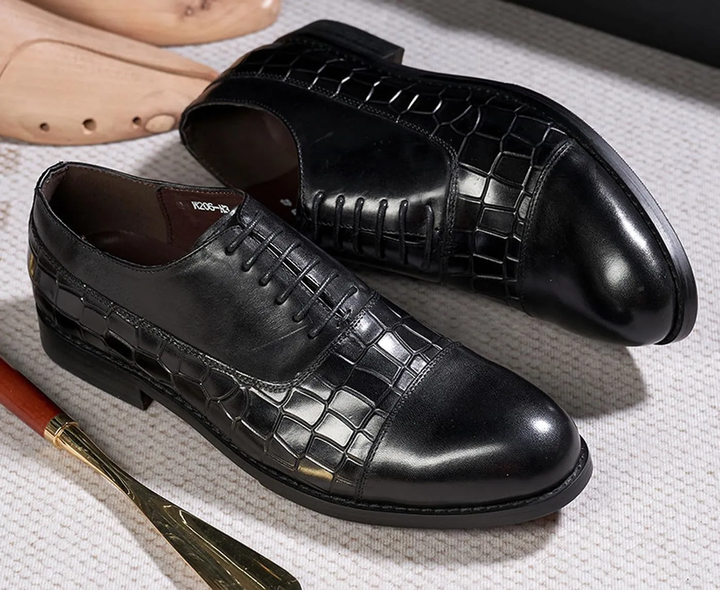 Mens Oxfords Formal Dress Suit Shoes Genunie Leather Cap Toe Modern Shoes Men's Fashion Prom Wedding Business Casual Luxury Derby Comfortable Tuxedo Shoes for Men
